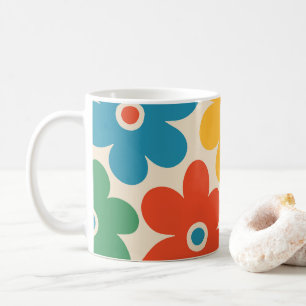 Colorful Retro Flowers Patroon Koffiemok
