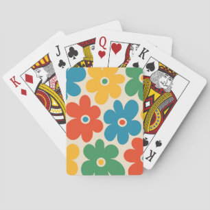 Colorful Retro Flowers Patroon Pokerkaarten