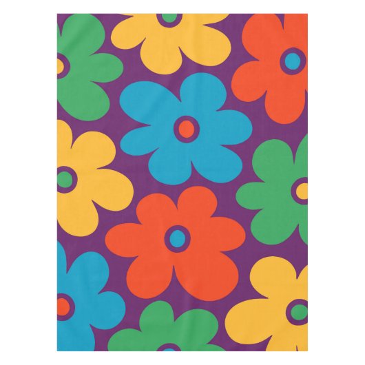 Colorful Retro Flowers Patroon Tafelkleed (Voorkant)