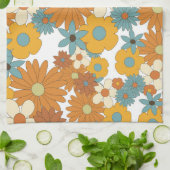 Colorful Retro Flowers Patroon Theedoek (Gevouwen)