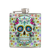Colorful Retro Flowers Skull Heupfles (Voorkant)