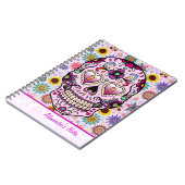 Colorful Retro Flowers Skull Notitieboek (Linkerzijde)