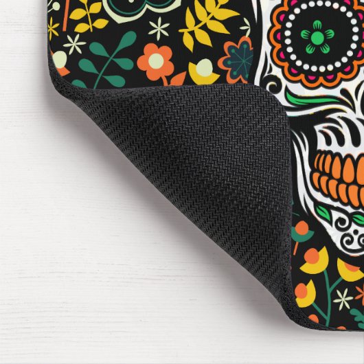 Colorful Retro Flowers Sugar Skull Muismat (Hoek)