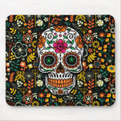 Colorful Retro Flowers Sugar Skull Muismat (Voorkant)