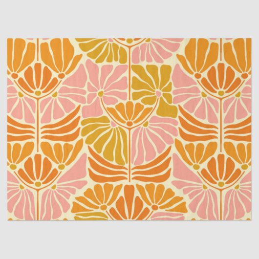 Colorful Retro Flowers Tissuepapier (Voorkant)