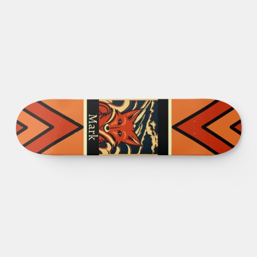 Colorful Retro Fox Personalized Skateboard (Horizontaal)