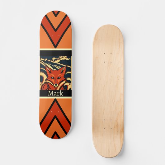 Colorful Retro Fox Personalized Skateboard (Voorkant)
