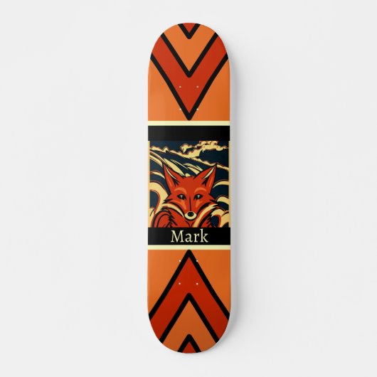 Colorful Retro Fox Personalized Skateboard (Voorkant)