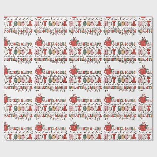 Colorful Retro Fun Kerstmis Cadeaupapier (Vlak)