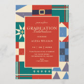 Colorful retro geometric graduation kaart (Voorkant)