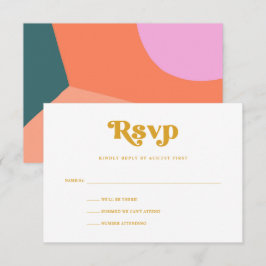 Colorful Retro Geometric Wedding | Geel RSVP Kaartje