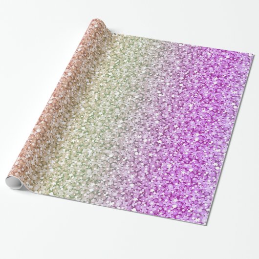 Colorful Retro Glitter Patroon Cadeaupapier (Uitgerold)