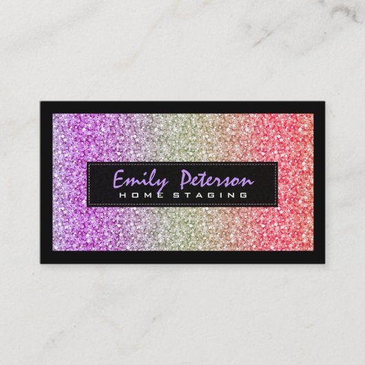 Colorful Retro Glitter Patroon Visitekaartje (Voorkant)