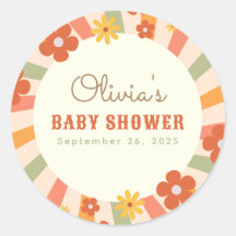 Colorful Retro Groovy Daisy Flower Baby shower