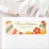 Colorful Retro Groovy Daisy Flower Hippie Etiket (Insitu)