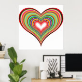 Colorful Retro Heart Poster (Thuiskantoor)