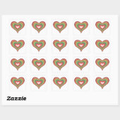 Colorful Retro Heart Square Sticker (Vel)