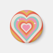 Colorful Retro Hearts with Sparkles | Valentine Magneet (Voorkant)