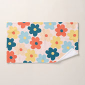Colorful Retro Hippie Flower Pattern Bad Handdoek (Handdoek)