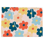 Colorful Retro Hippie Flower Pattern Groot Cadeauzakje (Achterkant)