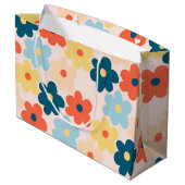 Colorful Retro Hippie Flower Pattern Groot Cadeauzakje (Achterkant Gekanteld)
