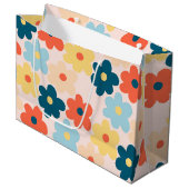 Colorful Retro Hippie Flower Pattern Groot Cadeauzakje (Voorkant Gekanteld)