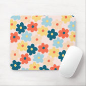 Colorful Retro Hippie Flower Pattern Muismat (Met muis)