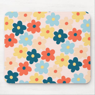 Colorful Retro Hippie Flower Pattern Muismat