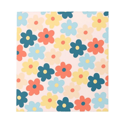 Colorful Retro Hippie Flower Pattern Notitieblok (Voorkant)