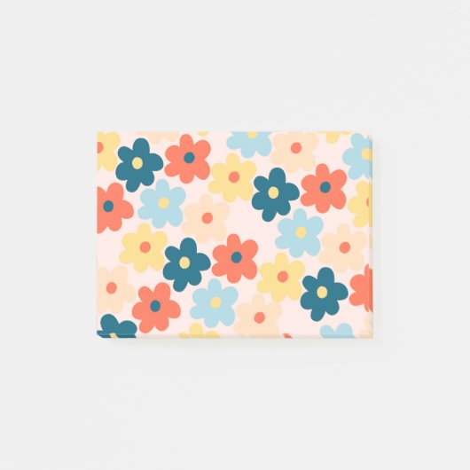 Colorful Retro Hippie Flower Pattern Post-it® Notes (Voorkant)