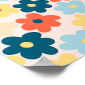 Colorful Retro Hippie Flower Pattern Poster (Hoek)