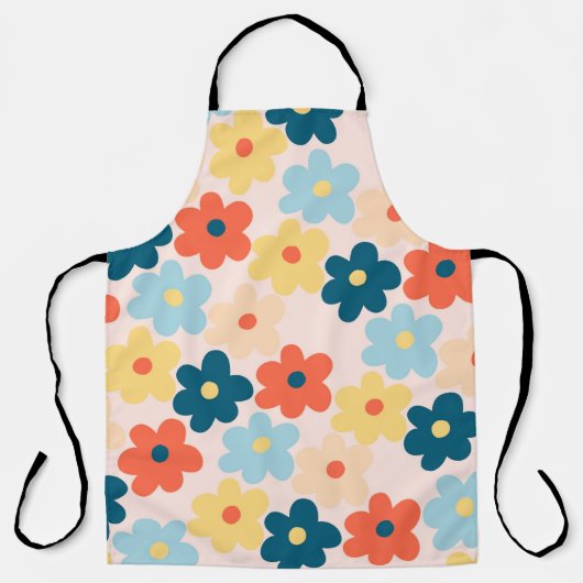 Colorful Retro Hippie Flower Pattern Schort (Voorkant)