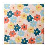 Colorful Retro Hippie Flower Pattern Tegeltje (Voorkant)