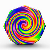Colorful Retro Hippie Spiral Rainbow Swirl Fotoblokken (Voorkant)