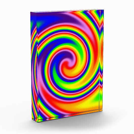 Colorful Retro Hippie Spiral Rainbow Swirl Fotoblokken (Links)