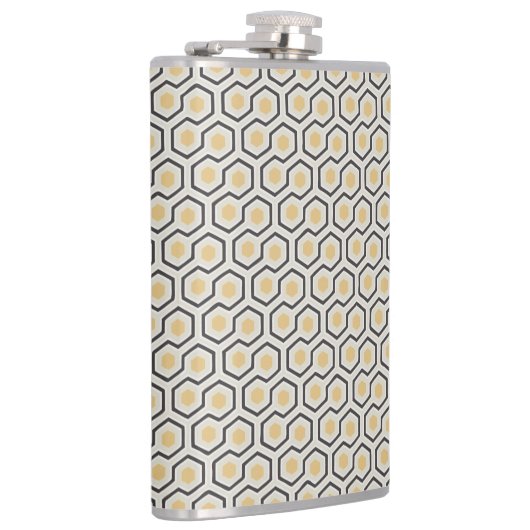 Colorful Retro Honeycomb Grid Patroon Heupfles (Rechts)