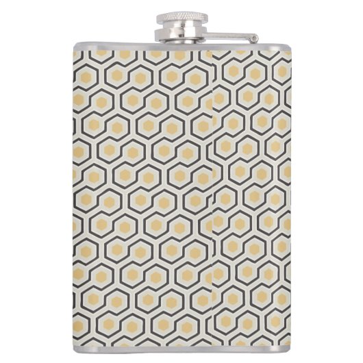 Colorful Retro Honeycomb Grid Patroon Heupfles (Achterkant)