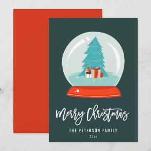 Colorful Retro kerstboomsneeuw Wereldbol Feestdagenkaart