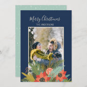 Colorful Retro kerstcadeau foto Feestdagenkaart (Voorkant / Achterkant)