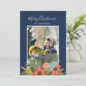 Colorful Retro kerstcadeau foto Feestdagenkaart (Staand voorkant)