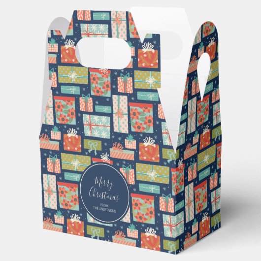 Colorful Retro Kerstcadeaufeestdag Bedankdoosjes (Geopend)