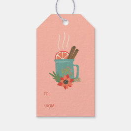 Colorful Retro Kerstfeestdag cider Cadeaulabel