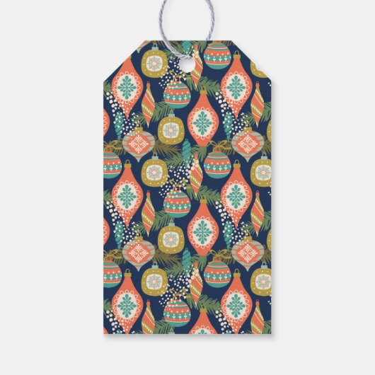 Colorful Retro Kerstfeestdag cider Cadeaulabel (Achterkant)