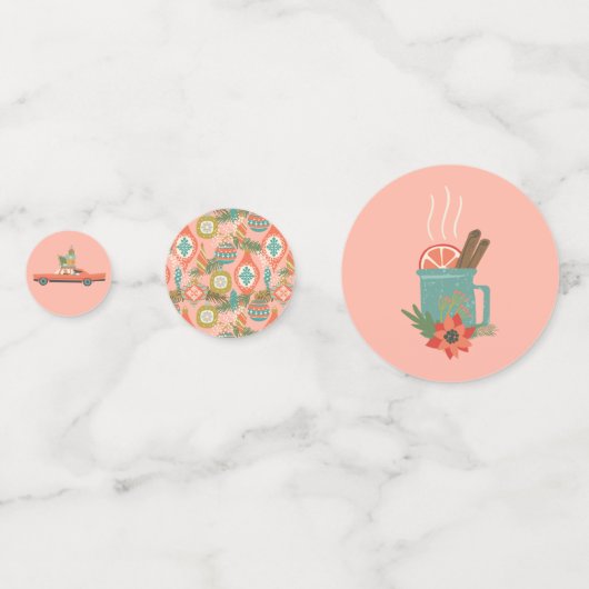 Colorful Retro Kerstfeestdag Confetti (Voorkanten)