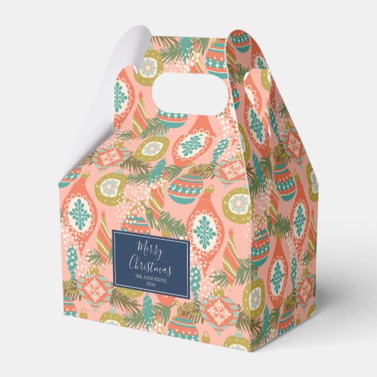 Colorful Retro Kerstfeestdag Ornament Bedankdoosjes (Achterkant)