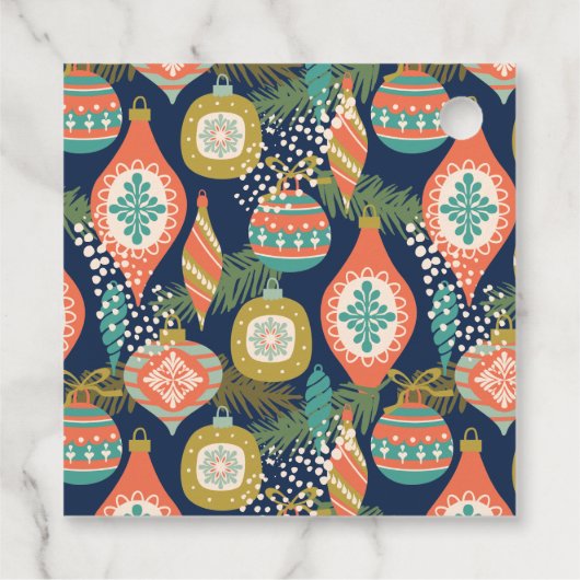 Colorful Retro Kerstfeestwagen Bedankjes Labels (Achterkant)