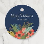 Colorful Retro KerstFloral Bedankjes Labels (Voorkant)