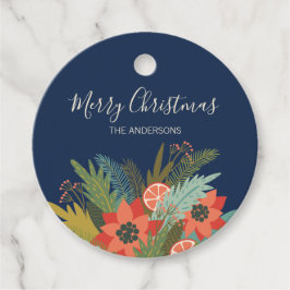 Colorful Retro KerstFloral Bedankjes Labels