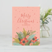 Colorful Retro KerstFloral Feestdagenkaart (Staand voorkant)