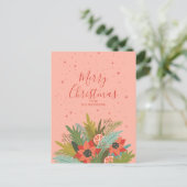 Colorful Retro KerstFloral Feestdagenkaart (Staand voorkant)